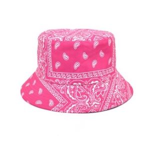 Pink bandana bucket hat